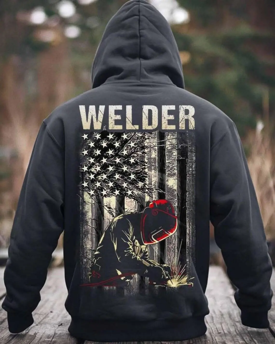 Welder Hoodie, USA Flag Shirt, Welder TShirt, Gift For Welder, Welder Sweatshirt, Proud Welder With American Flag