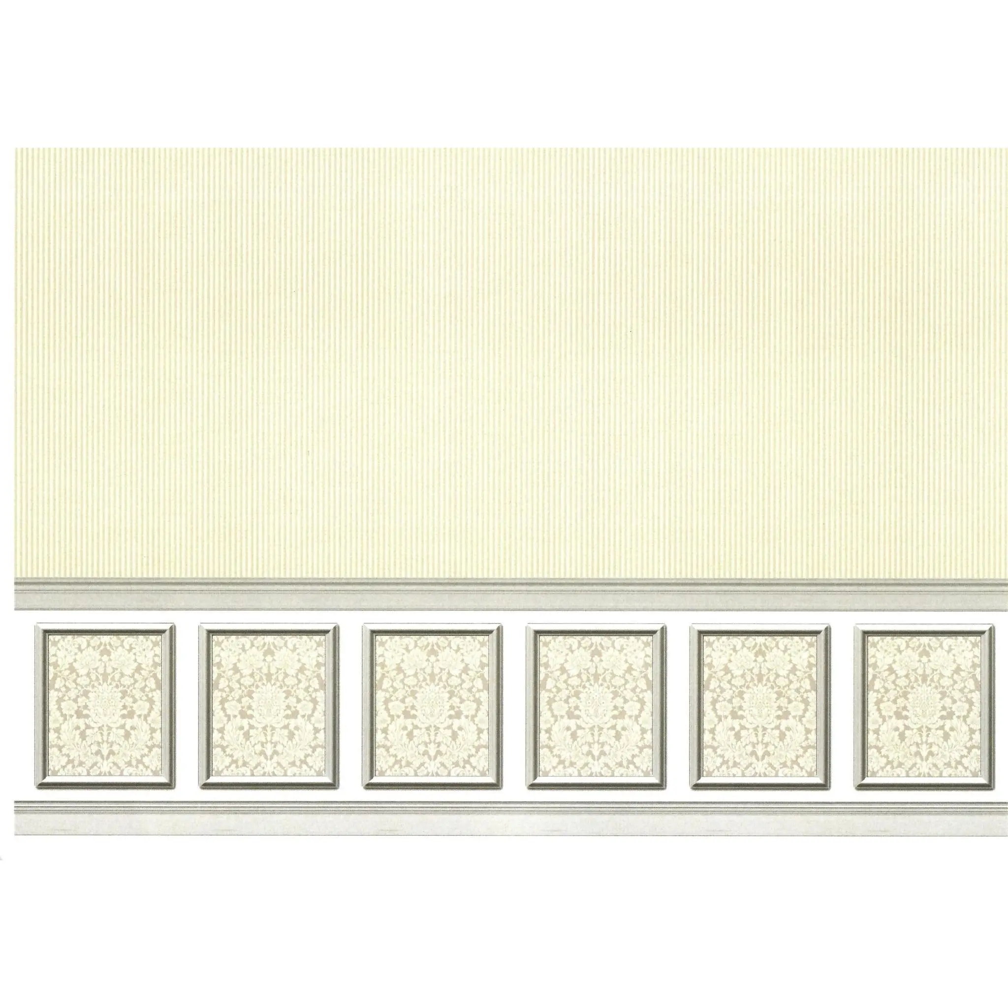 Dollhouse Wallpaper Cream & Gray Narrows Stripes with Paneling 1:12 Scale Itsy Bitsy 7004