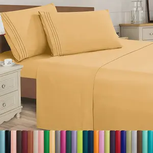 Elegant Comfort Luxury 4pcs Embroidered Sheet Set 16 inch deep pockets - Ultra Soft Machine Washable Luxury 4-Piece Bed Sheet Set - Fade and Wrinkle Resistant Premium Hotel Quality Twin/Full/Queen/King/Cal King Bedding Set- 4PC Sheets For Daily Use,
