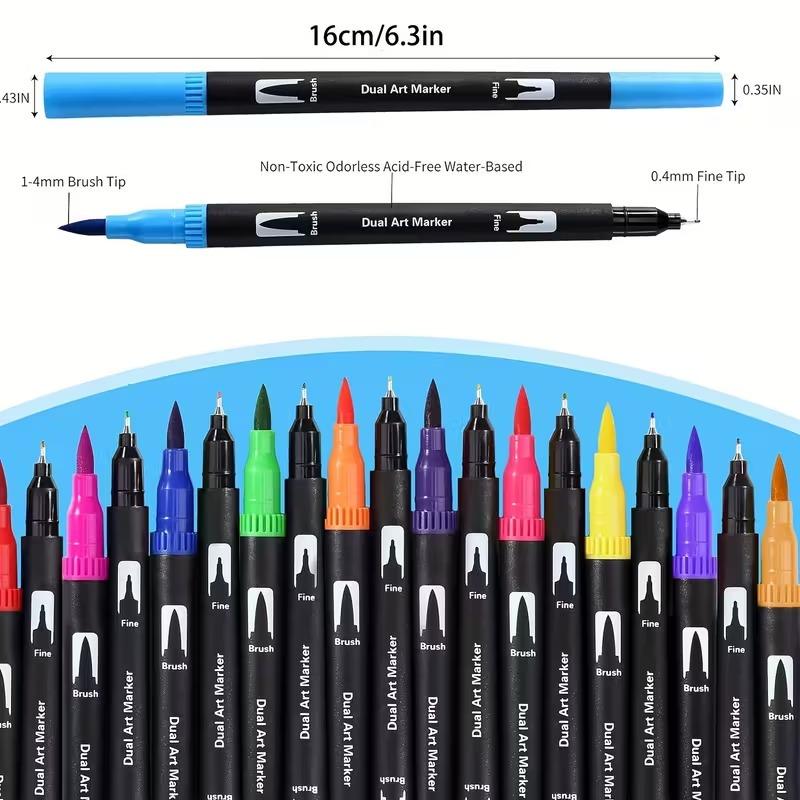 VIRAL 12-Color Aesthetic Dual Tip Pens, No-Bleed Portable Brush Markers for Bullet Journal & Planners