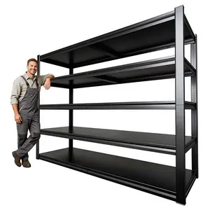 72" Heavy-Duty Metal 5-Tier Adjustable Garage Shelf - Extra Wide Storage Rack with No-Bolt Easy Assembly, Easyclimb Rubber ft, Steel Utility Organizer for Garage, Warehouse
