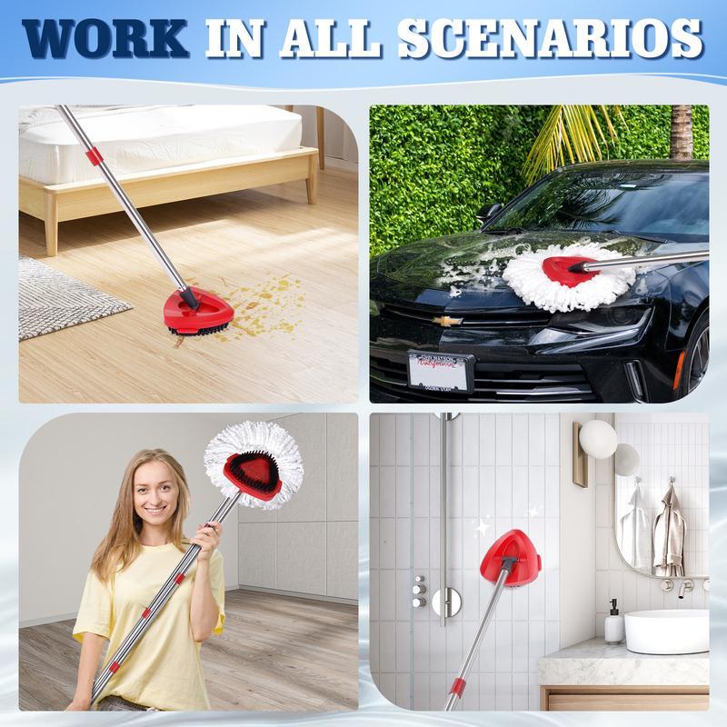 Spin Mop Head Replacements  & Shower Floor Scrubber (No Bucket), Compatible with Ocedar EasyWring 1-Tank System, Microfiber Spin Mop Refills Head, Cleaning All Floor, Easy Cleaning Easy to replace Machine Washable