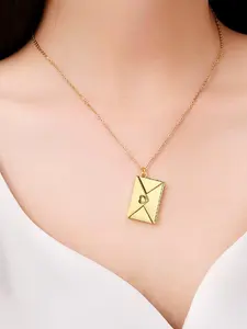 Elegant Envelope Design Necklace, Openable Memorial Card Pendant, Stainless Steel Titanium Alloy, Unique Lettering Jewelry