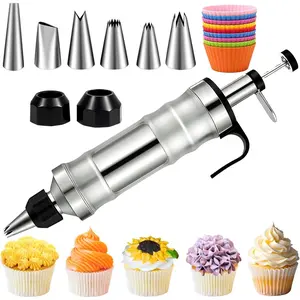 Dessert Decorating  Set, Frosting Piping Kit Stainless Steels Cake Decorating Tools with 6 Icing Tips Cupcake Decorating Kit