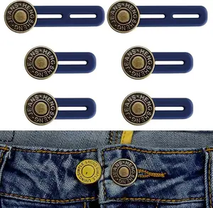 Button Extenders for Jeans, 6pcs Pants Extender Button for Women Men, Jean Button Extender, Waist Extenders, No Sew Instant Waistband Extender Buttons Metal Silicone for Jeans Pants Collar