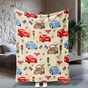 Cars Movie Theme Blanket, Classic Anime Car Character Design, Comfortable Warm Living Room Bedroom Flannel Throw Blanket, Perfect Gift Idea