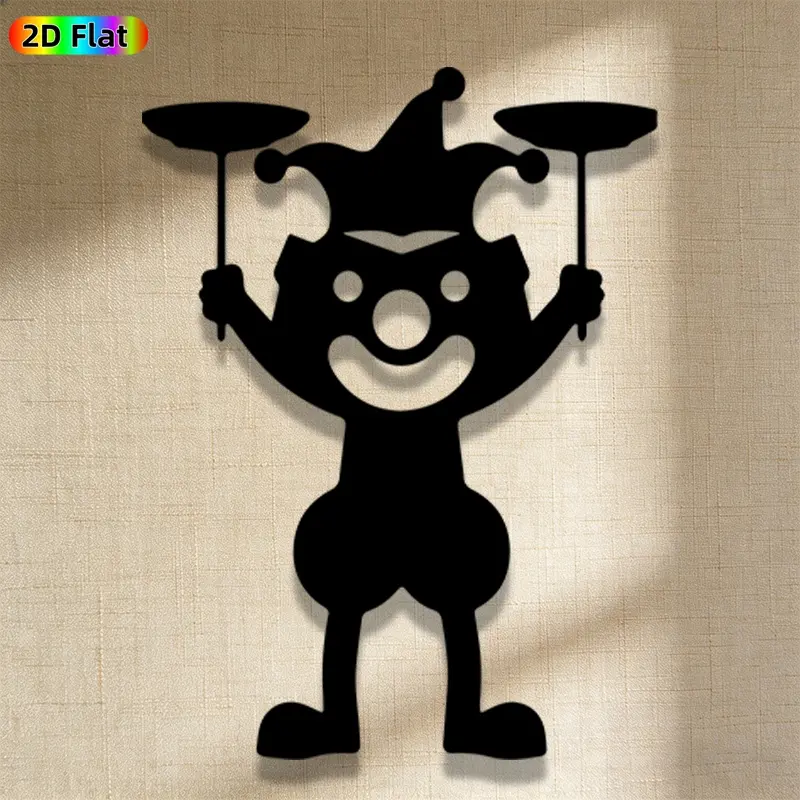 1pc Cute Clown Metal Wall Art, Cute Clown Statue Mural, Iron Craft, Perfect for Living Room, Garden, Indoor/Outdoor Decor, Silhouette Wall Decor, Hanging Ornament, Halloween Decor, Ideal Gift for Kids & Party Enthusiasts