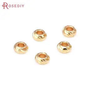 40PCS 3MM 4MM 5MM 6MM 8MM 18K Gold Color Brass Wheel Bracelets Spacer Beads  Jewelry Accessories Making Materials