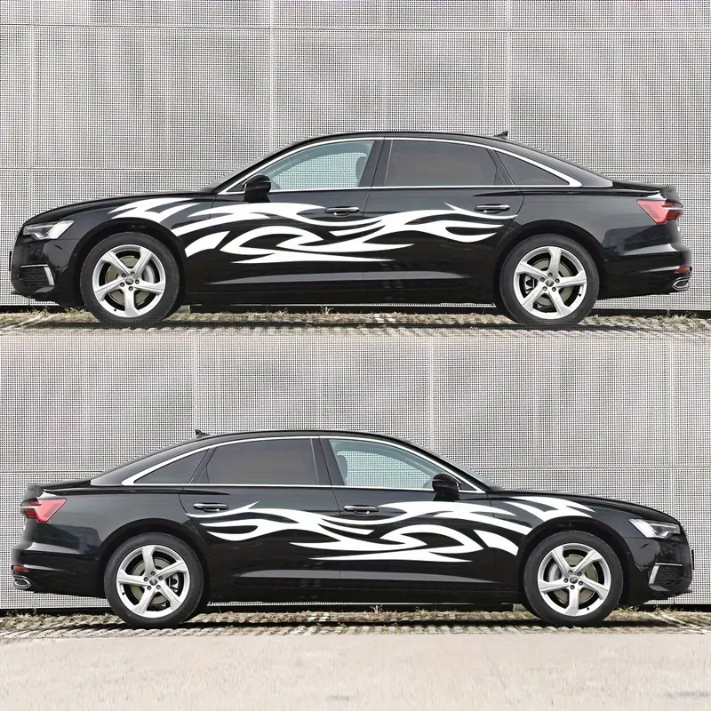 Flame Design Vinyl Car Decals - Easy Install, Bubble-Free Application for Right Side, Durable & Weather-Resistant