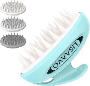 3 in 1 Scalp Scrubber, Hair Scalp Massager, with 3 Replacement Brushes, Shampoo Brush for Relaxing, Deep Cleansing Exfoliator & Soothes itching - Wet/Dry Use for All Hair Types, Blue