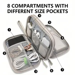Cable Storage Bag, Portable Waterproof Double Layers, Electronic Accessories Organizer Bag for Power Bank, Charging Cords, Cable, Earphones