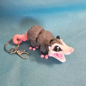 Articulated Cute Possum Keychain Fidget Toy 3D Printed PLA Zipper Pull Stress Toy Backpack Bag Charm for Furry Creature Lovers