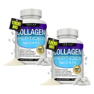2P-Toplux 5 - Type Collagen Peptides | 1800mg, US- Made| 90 Caps for Radiant Skin, Strong Nails & Joint Health Healthcare Supplement Colagen Edible Fitness Dietary Beauty Natural Vitamin Bathroom Optimum