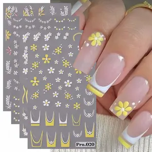 Flower Pattern Nail Art Sticker (4 Counts/set), Self Adhesive Nail Decal, DIY Nail Art Decoration for Women & Girls