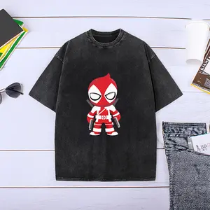 Oversized Deadpool Vintage Wash Crew Neck Streetwear Tee