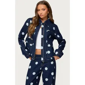 Edikted Women's Leyah Polka Dot Oversized Denim Jacket