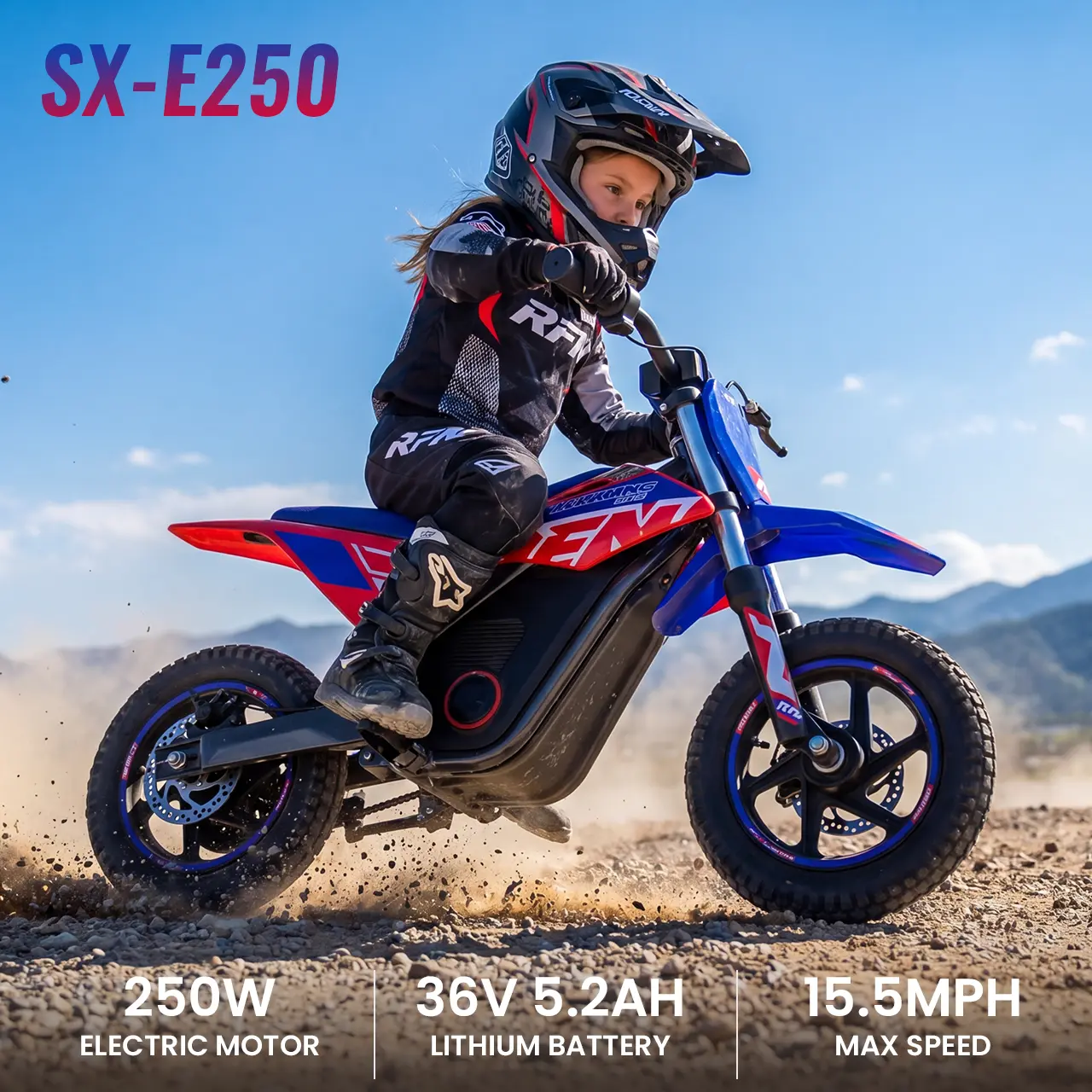 RFN Kids Electric Balance Trike for Ages 3-6 - 3 Speed Modes Up to 15 MPH, 38.8 lb Weight, Long Range, Off-Road Tires, Separately Packed Lithium-Ion Batteries, High-Performance Outdoor Ride-On Toy