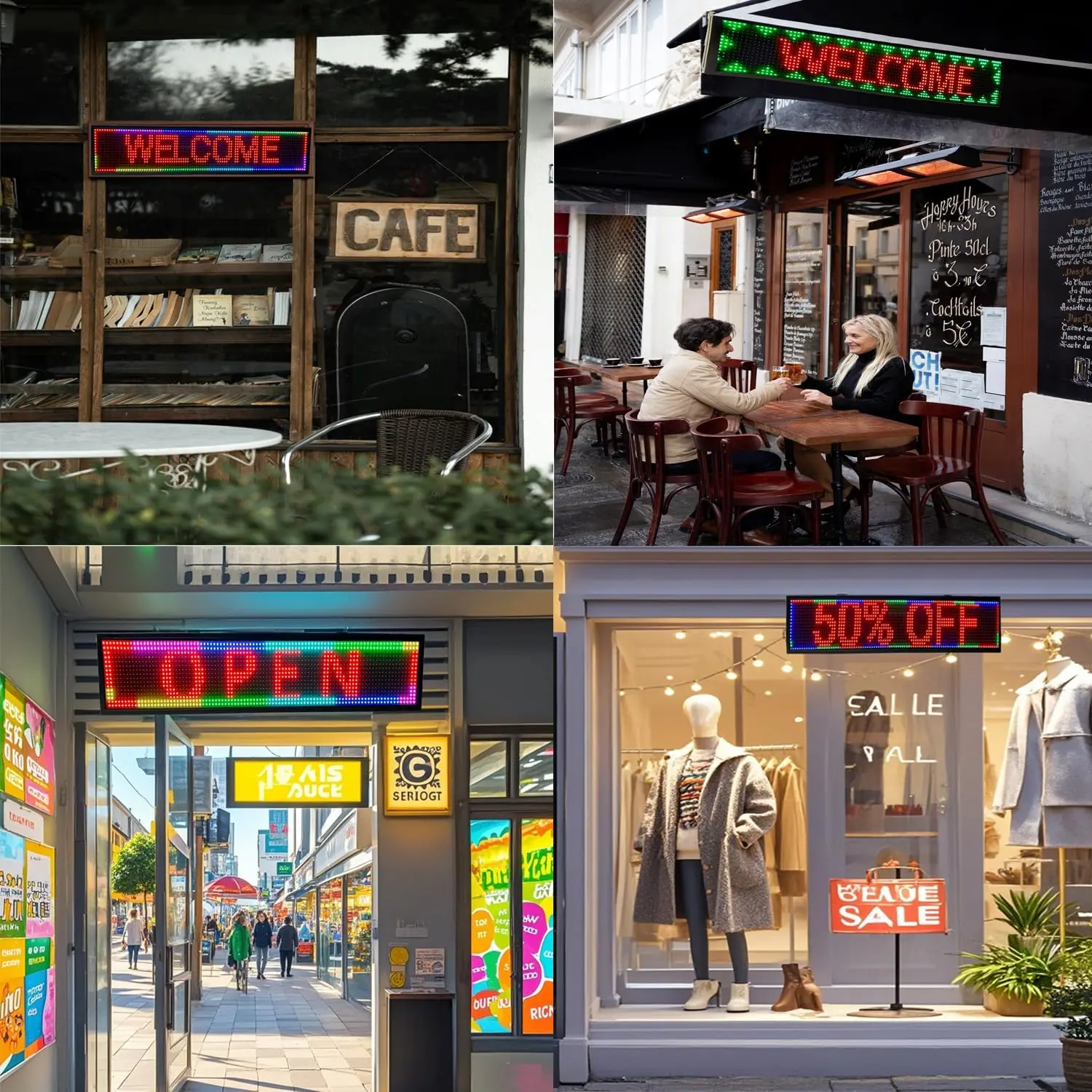 P10 Programmable Scrolling LED SIGN 40"×8" LED Display, High Brightness & IP65 Waterproof Indoor Outdoor Digital Signage led screen, Open Signs Welcome Sign for Homedecor & Business Advertising