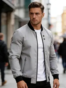 Large Size Men's Jacket, Plus Size Outdoor Casual Versatile Coat, Suitable for All Seasons, Slim-Fitting Plain Style Outerwear