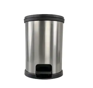1.5 Gallon Bathroom Trash Can Small Silver Plastic Step-On Garbage Bin with Lid for Bathroom Office & Bedroom Compact Practical Design