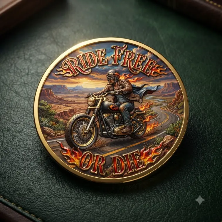 Biker Culture Challenge Coin | Premium Metal Coin | Pocket Token | Collectible Gift | Everyday Carry