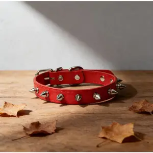 Black XS Spiked Dog Collar - PU Faux Leather Punk Rivet for Male Small Dogs (Chihuahua) & Cats