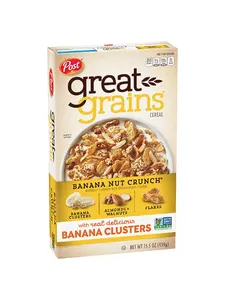POST GREAT GRAINS BANANA NUT CRUNCH RTE CEREAL BANANA NUT CRUNCH FLAKE AND CLUSTER BOX 15.5 OUNCES 1