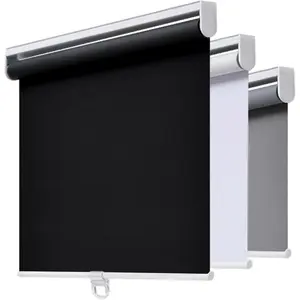 Cordless Roller Shades Blackout Blinds for Windows Room Darkening Rolled Up Shades with Spring System, UV Protection Window Shades Door Blinds for Home and Office (23" W x 72" H, Black)