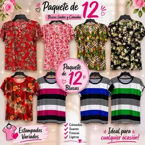 One Size 12-Pack Assorted Women’s Blouses (Spanish: Paquete de 12 Blusas Variadas)