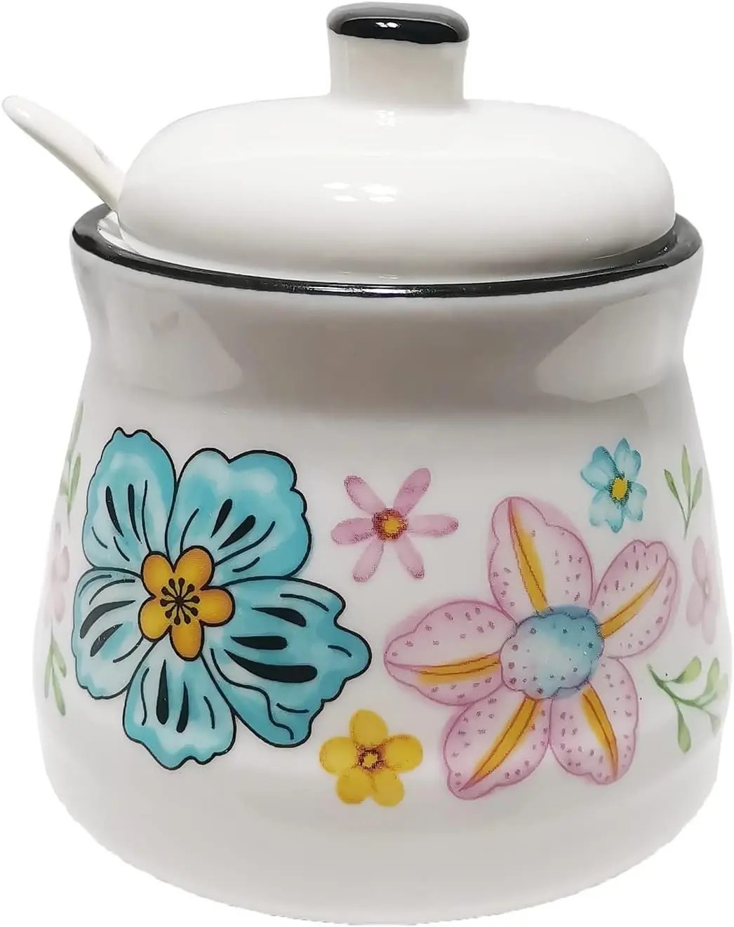Ceramic Sugar Bowl with Lid and Spoon Sugar Container Sugar Holder for Coffee Bar,Home and Kitchen 12oz