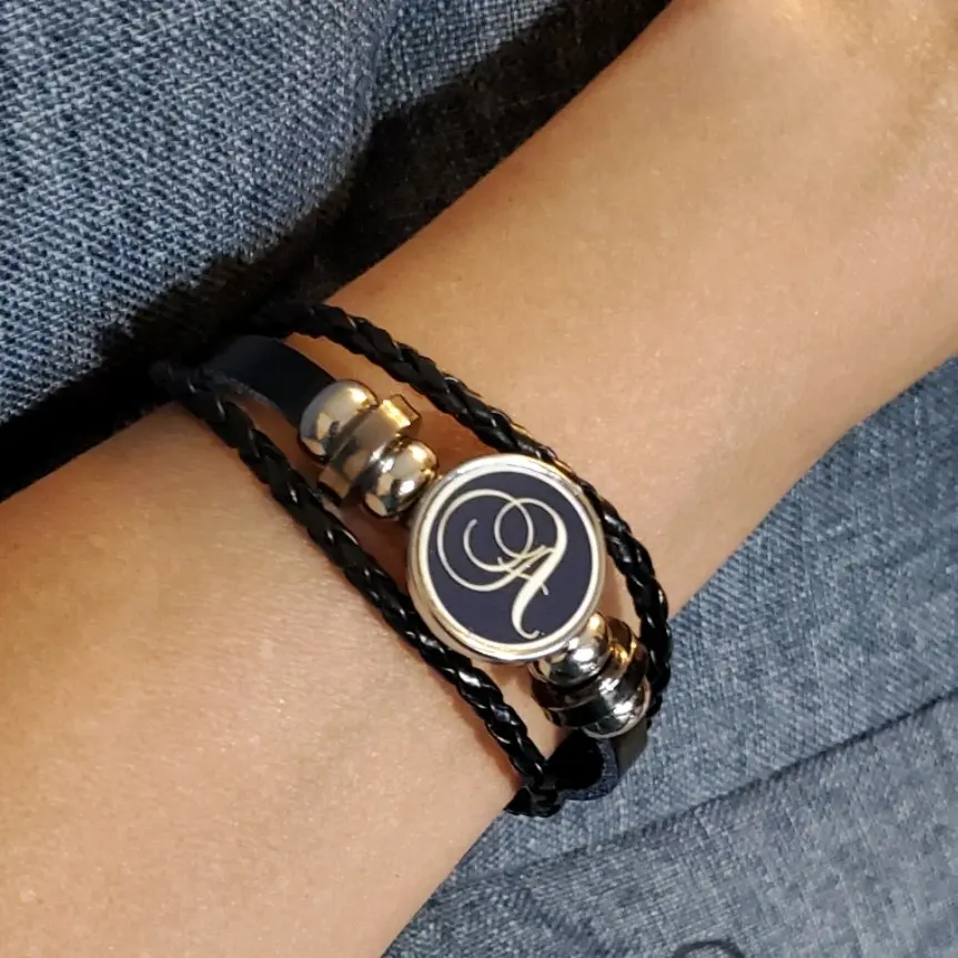 Unisex Customized Leather Photo Bracelet with Adjustable Tie