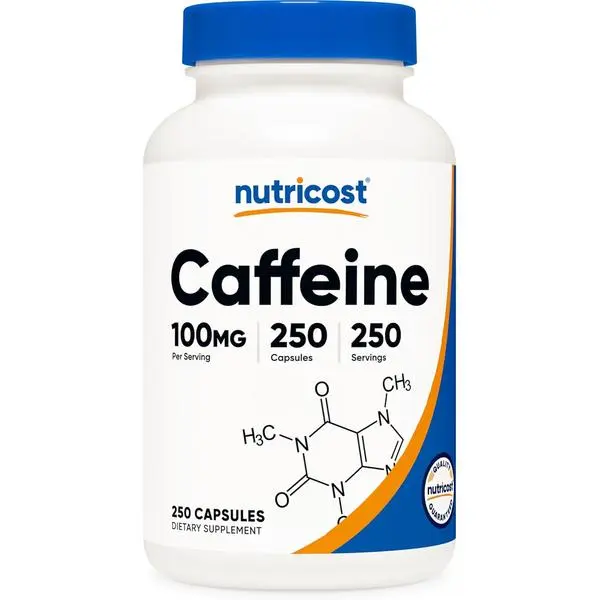 Nutricost Anhydrous Caffeine Pills - 100mg Per Serving, 250 Capsules, GMP-Certified Fitness Fuel for Energy and Focus, Boosts Energy