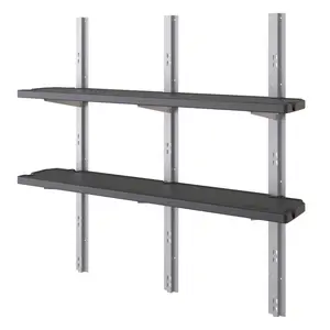Suncast Vertical Shed 2 Shelf Kit Space Saving Wall Mount Outdoor Storage, Black
