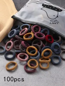 100 Pcs Cute Hair Ties Scrunchies Set, High Elasticity Non-Damaging Hair Accessories, Perfect Gift for School Season, Milk Coffee Color