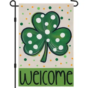 St Patrick's Day Garden Flag 12x18 Inch, Shamrock Double Sided Yard Flag for Outdoor Decoration