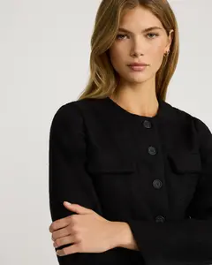 Express Boucle Crew Neck Multi Pocket Jacket