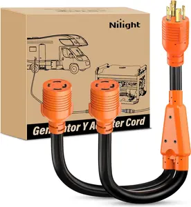 Nilight 4 Prong 30 Amp Generator Splitter Y Adapter NEMA L14-30P to 2 ×L14-30R 125/250V 7500W Locking Power Cable 10 AWG STW Wire ETL Listed for Manual Transfer Switch Generators RV Camper Outdoor