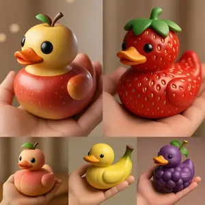 New Fantasy Fruit Series Duck Garden Ornament, Desktop Decoration Resin Craft, Unique Home Decor, Perfect Gift Idea
