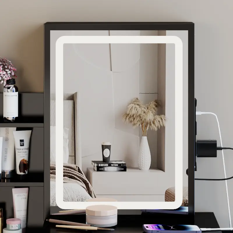 16" x 21" Small Size Touch Control Sliding LED Mirror, Tri-color Switching, Brightness Adjustable Decor