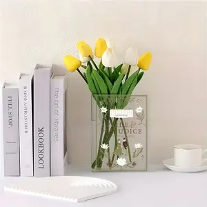 1pc Acrylic Flower Vase, Clear Acrylic Vase, Transparent Pride & Prejudice Themed Book-Shaped Acrylic Vase for Home Decor, Perfect Home Decor for Spring and Summer, Book-Style Vase For Bookshelf, Decor for Bedroom, Office