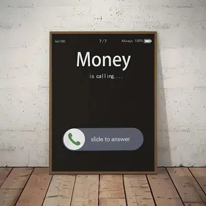 Money Is Calling Themed Poster, Canvas Wall Art, Wall Decor for Home Living Room Bedroom, Ideal Gift for Money Lovers, Ornaments