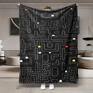 Flannel Blanket for Pac-Man Game, Soft Skin-Friendly Material, Warm All-Season Use, Easy, Perfect Gift for Home Decor