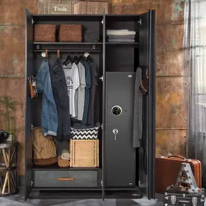 Biometric Fingerprint Safe, Quick Access Long Safe, 5-6 Metal Security Cabinet for with/Without Scope with Separate Handgan Rest, Lockbox and Removable Shelf fire & security safes