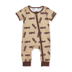 Brown camo Print Short Sleeve OnePieces