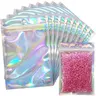 100pc 4×6 in Shiny Mylar Foil Bags, Iridescent Holographic Resealable Smell-Proof Moisture-Blocking Pouches with Inner Aluminum Layer for Lip Gloss, Crafts/Jewelry - Home Organizer Storage Bags for Market Vendors