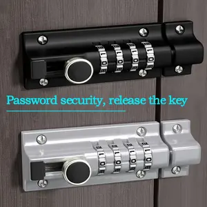 Door Latch Lock, Gate Locks For Outdoor Fence, 4 Digit Combination Bolt Lock, Outdoor Keyless Gate Lock, Resettable Slide Bolt Locks For Doors, Shed, Fence, Garage
