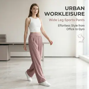 Women's Wide Leg Straight Sports Pants - Lightweight Quick Dry Summer Joggers, Comfortable Fabric, Matching Clothes for Yoga & Office (Workleisure Everyday Essential Sporty Bottoms)