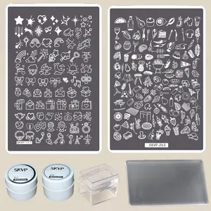Nail Art Transfer Plate Set, Complete Nail Design Tools, Ideal for Nail Enthusiasts, Full Kit for Nail Art Transfers