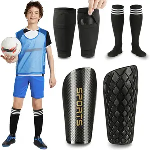 Soccer Shin Guards Toddler and Kids, Shin Pads Set with Shin Sleeves and Long Soccer Socks for Age 2-4, 3-5, 4-6, 6-8, 8-10, 10-12, 12-16 Boys and Girls, Lightweight Soccer Equipment