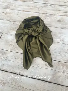Olive Wild Rag, 35"x 35", Western Wild Rag, Boho, Cowboy Scarf